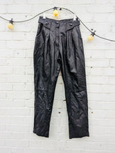 Load image into Gallery viewer, 1980s high waisted black leather trousers
