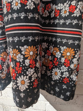 Load image into Gallery viewer, Black, red and white flower power 1970&#39;s maxi

