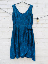 Load image into Gallery viewer, 1950s blue metallic party dress with diamante detail
