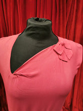 Load image into Gallery viewer, 1940s Hot Pink Silk Crepe Drop Waist Asymmetric Neckline Dress - genuine vintage
