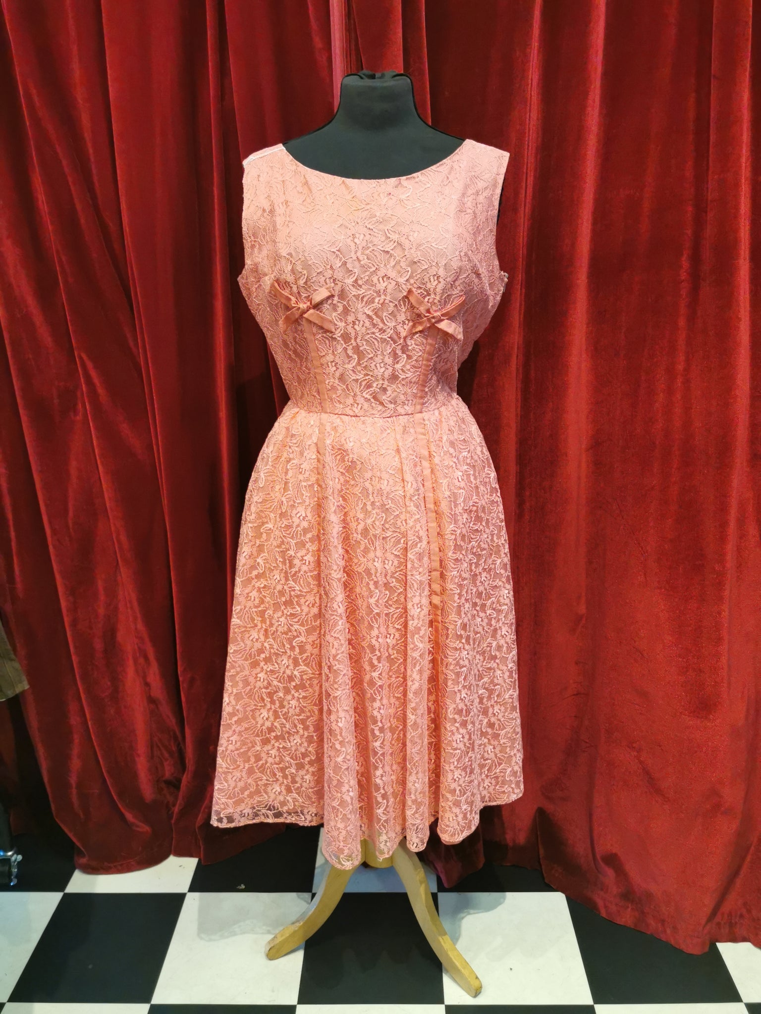 rose lace 1950s - retro vintage dress 50s Vintage Dress (Swing Skirt)