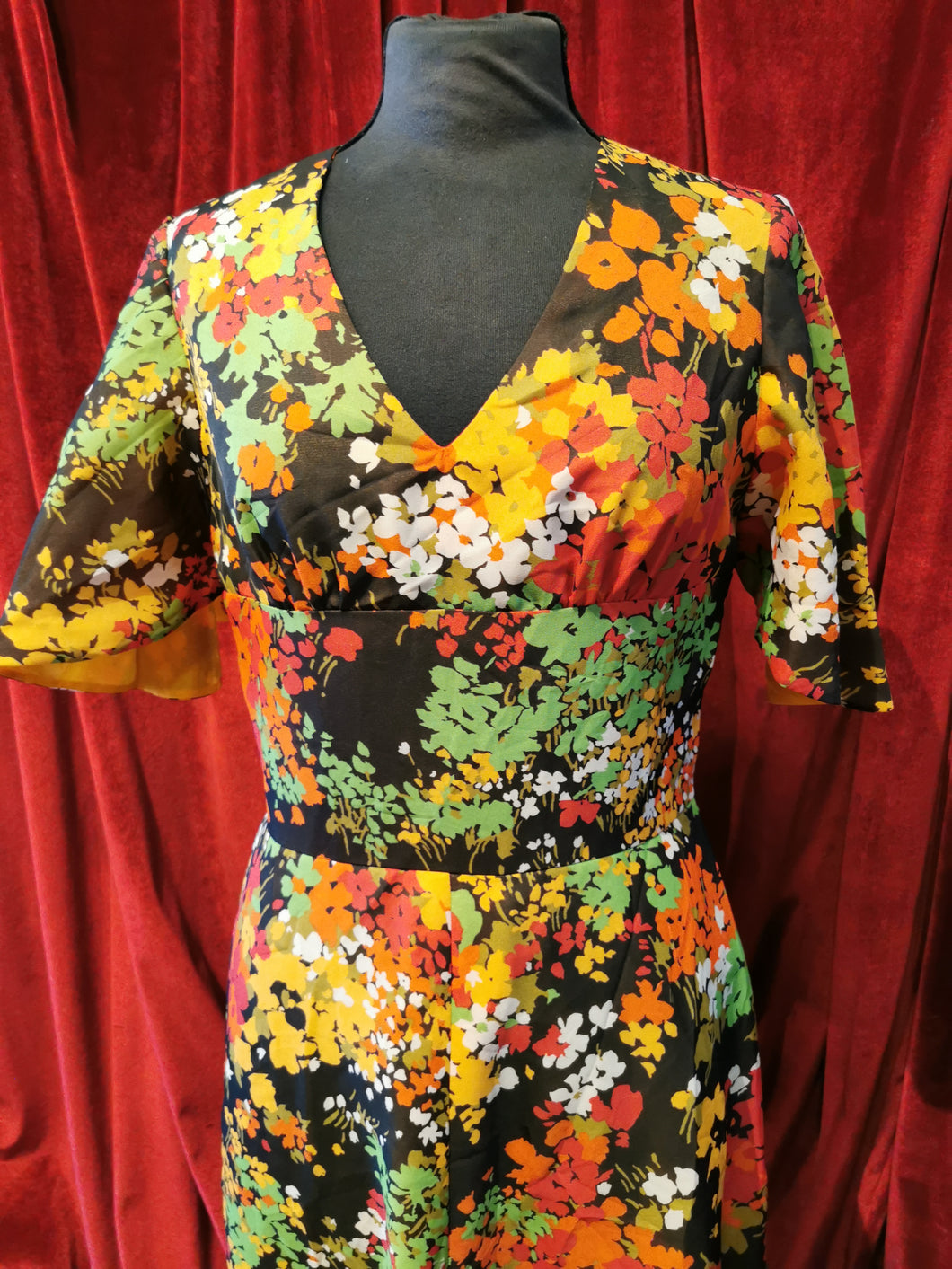 Vintage 1970s Autumn Print Maxi Dress
